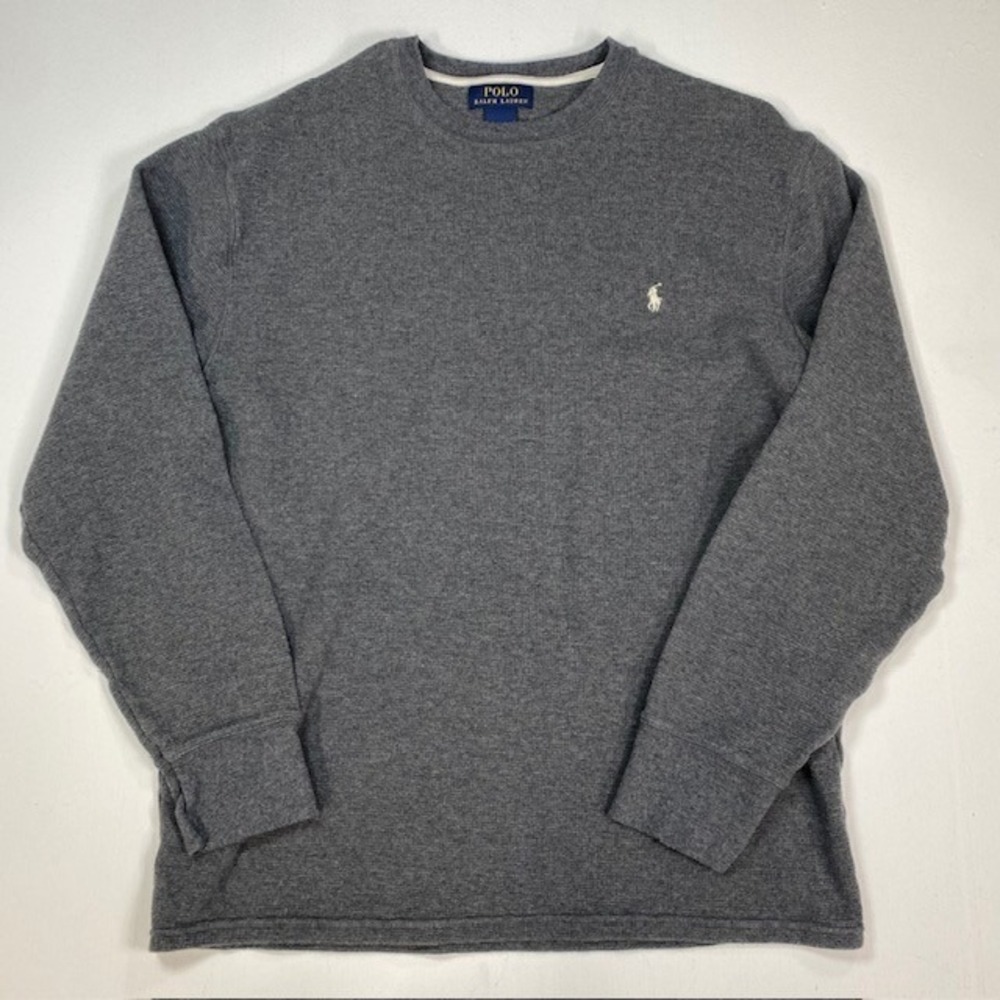 Polo‎ Ralph Lauren Mens 2XL Gray Waffle Knit Thermal Long Sleeve Pony Logo Shirt